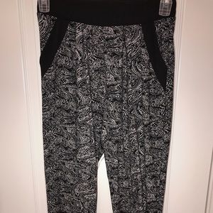 Soft Black & White Pants With Cuffed Ankles